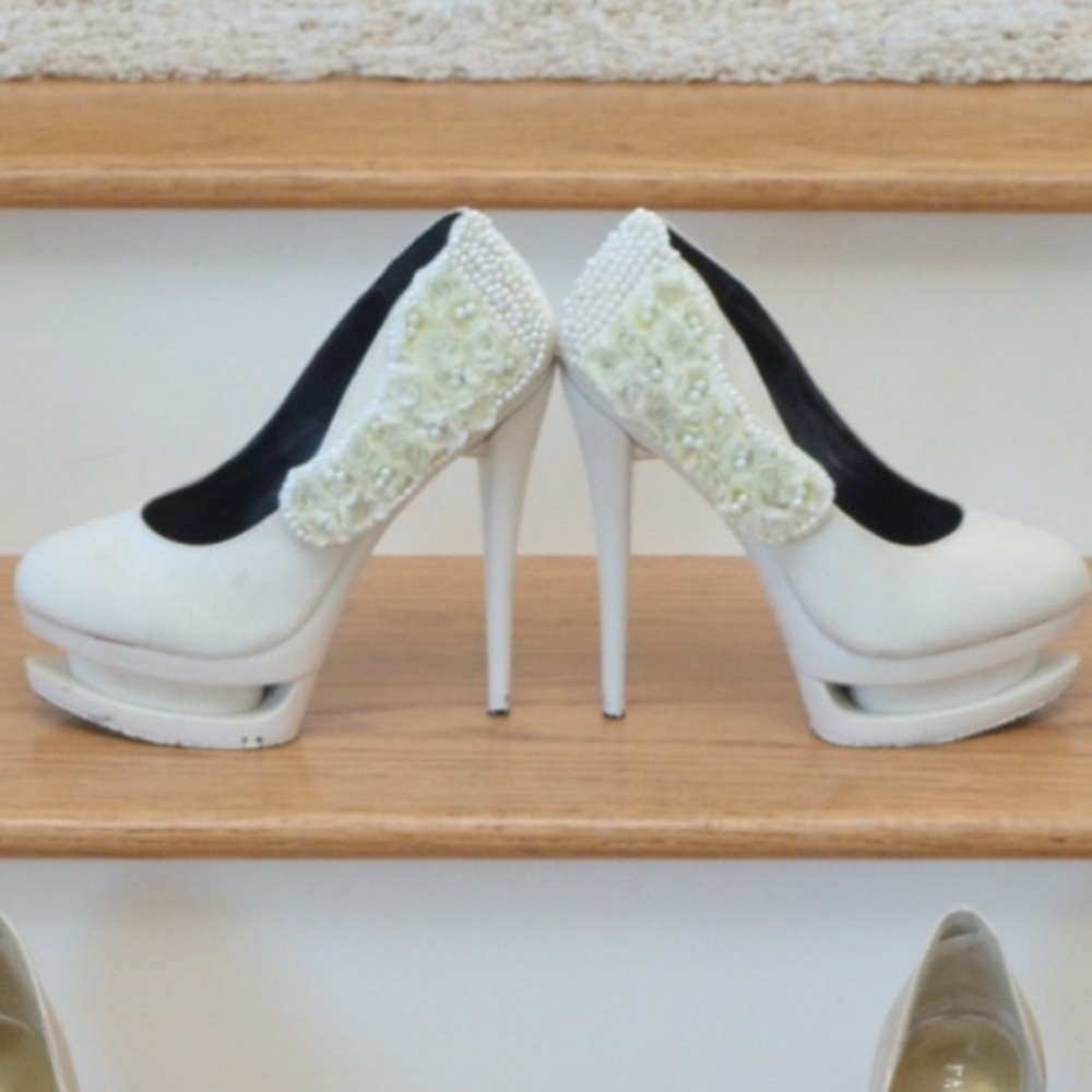 Tall White Wedding Heels